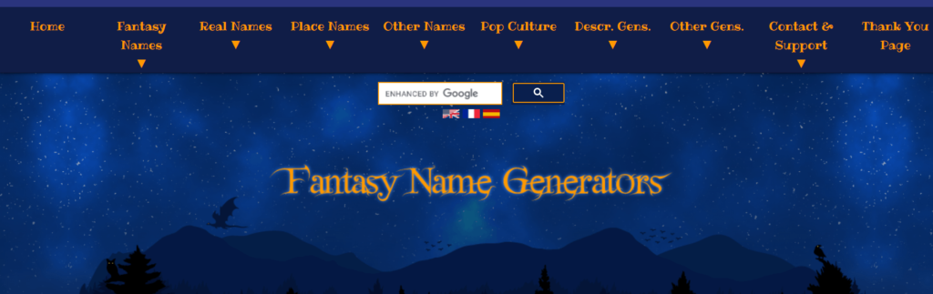 Главная страница Fantasy Name Generator